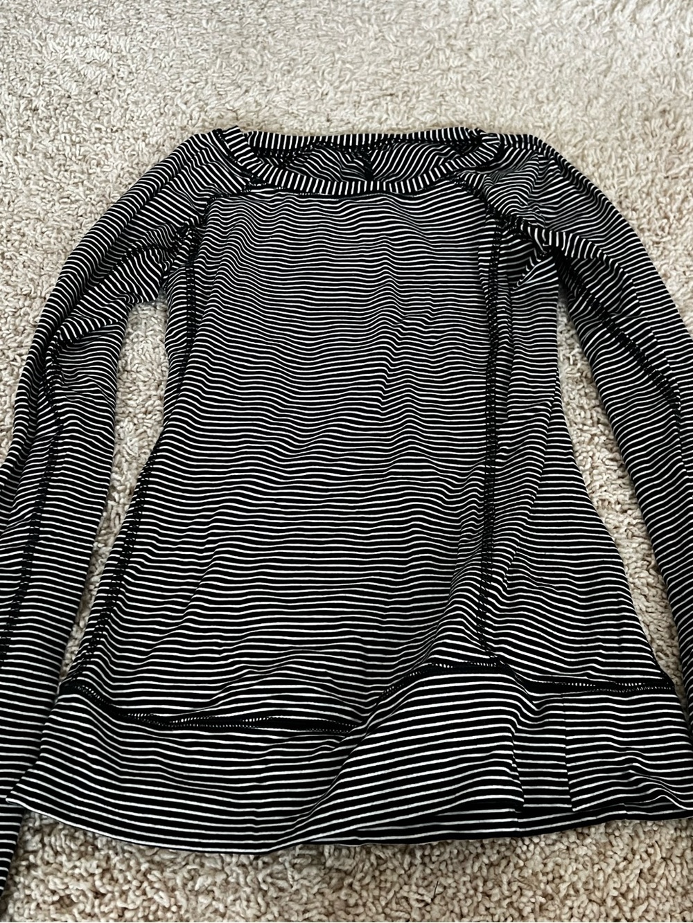lululemon athletica Black and White Striped Long-Sleeve Tee